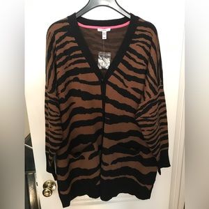 New Women's Isaac Mizrahi Live Animal Print Cardigan Size 2X